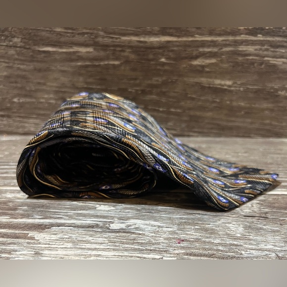 Robert Talbott Studio Men’s Necktie Elegant Black Blue‎ Gold Tie Vintage Formal - Picture 2 of 7